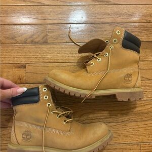 Timberland Wheat Nubuck Boots with Black Collar